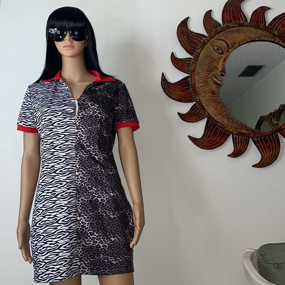 Half Zebra Half Cheetah Collared Dress - Picture 5 of 14